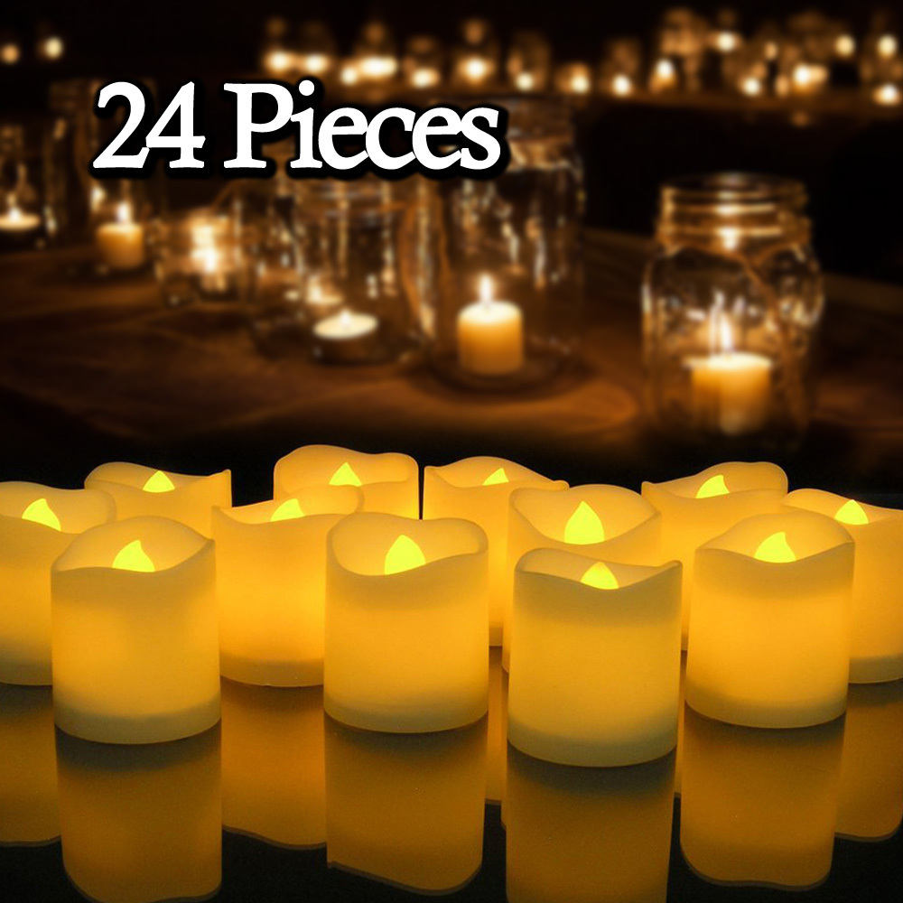 24 PCS Flameless Votive Candles Battery Operated Flickering LED Tea