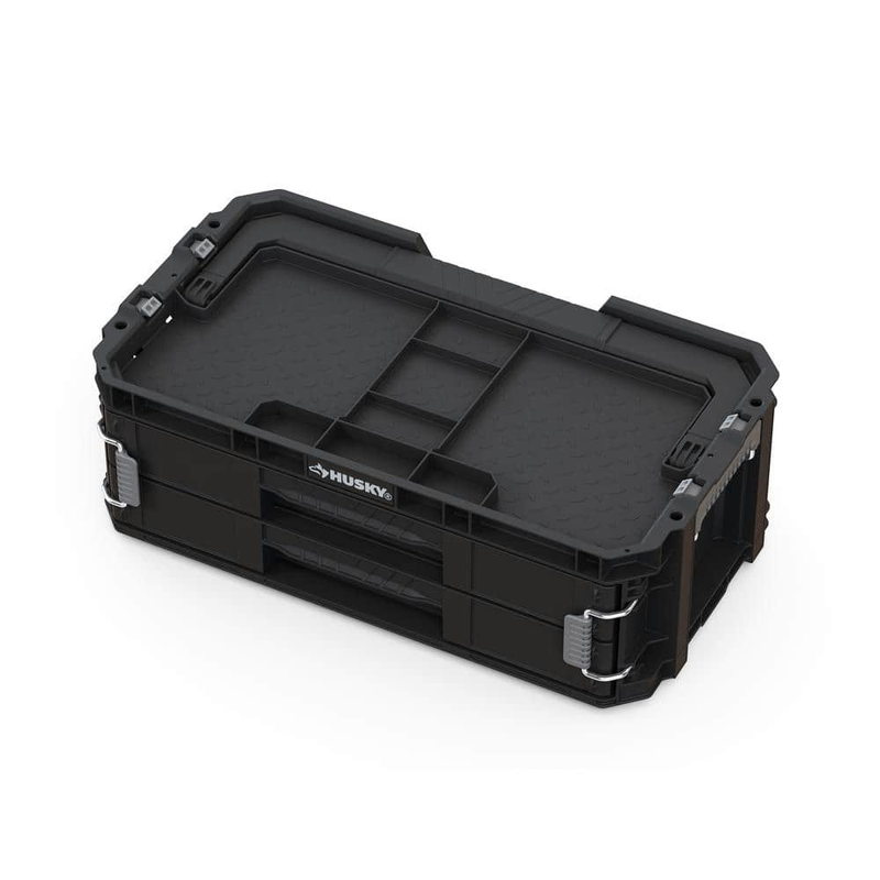 Husky 2 Drawer Small Parts Organizer 13Compartment Polypropylene Stackable Black