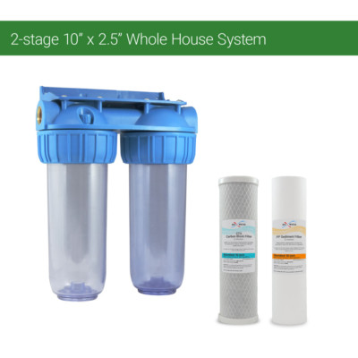 2 Stage 10'' Whole house water filter Sediment Carbon Filter, boiler, well, Rvs