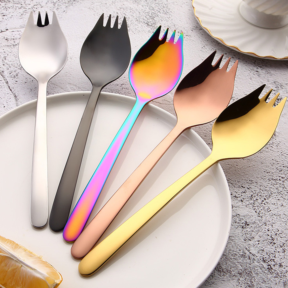 Stainless Steel Spoon/&Fork 2 In 1 Spork Soup Cutlery Kitchen Tools