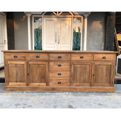 Vintage Sideboard Bierens 240 cm Teakholz massiv Schrank Schubladen Kommode NEU