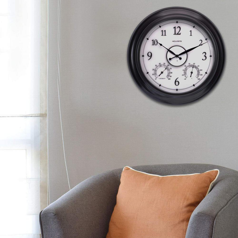 Large Illuminated Outdoor Clock with Thermometer and Humidity Sensor 24 in. NEW