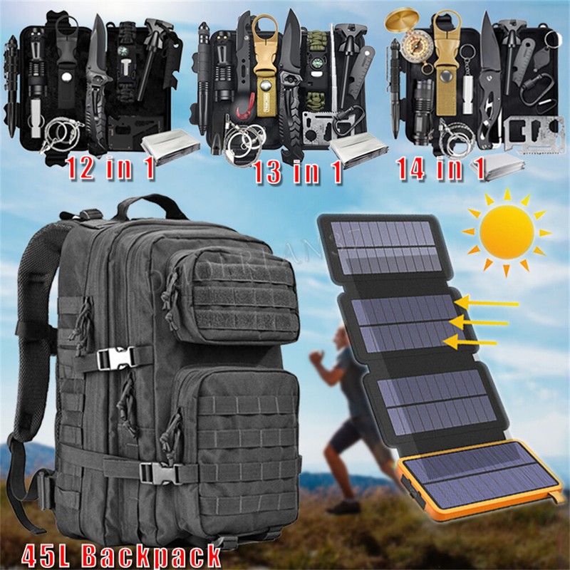 Bug Out Bag Outdoor Emergency Survival Gear Solar Power Bank