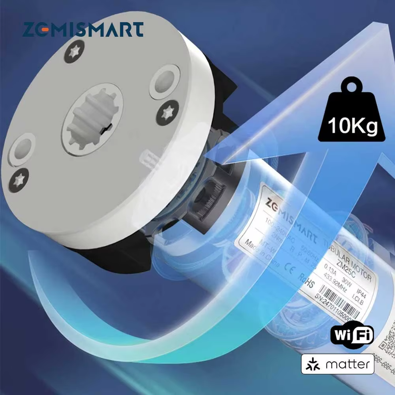 Matter Over WiFi 2N Smart Roller Shade Blinds Motor for 37 38mm Tube Alexa Googl