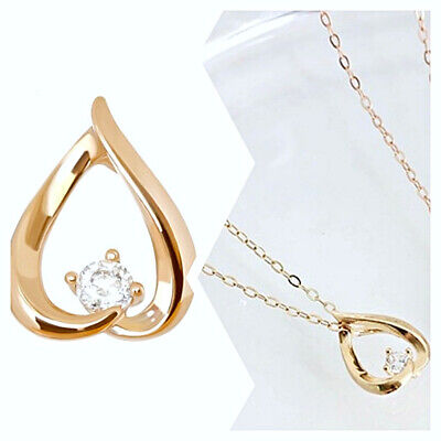 JNK 14K Solid Yellow Gold Tear Ring Pendent with Cibic Zirconia (Without Chain)