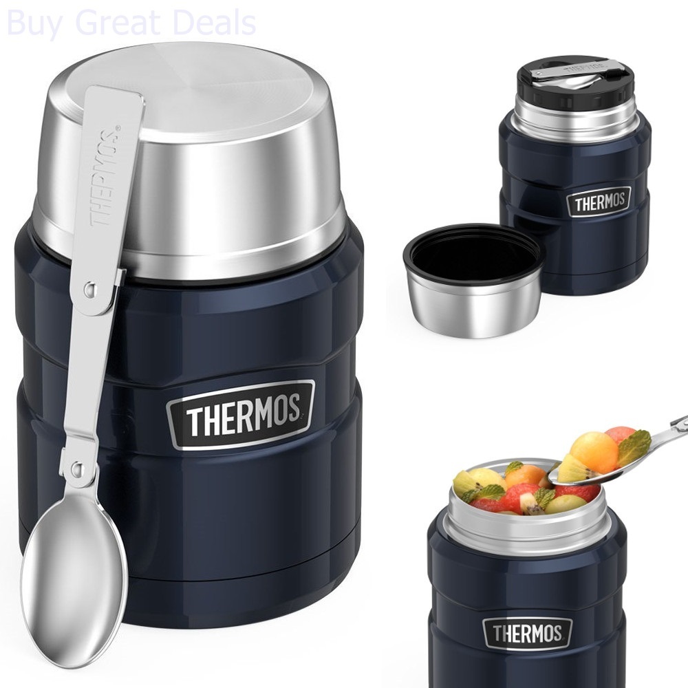 Insulated Food Jar Stainless Steel Spoon 16 oz Thermos Hot Cold Soup