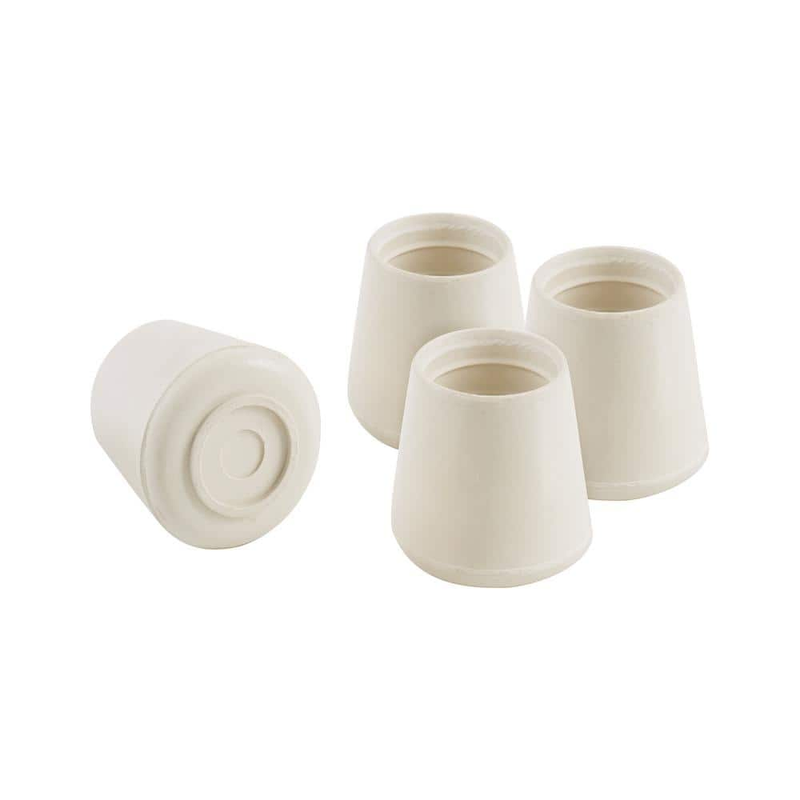 Off-White Rubber Leg Caps for Table, Chair, and Furniture Legs, 3/4 inch 4-Pack