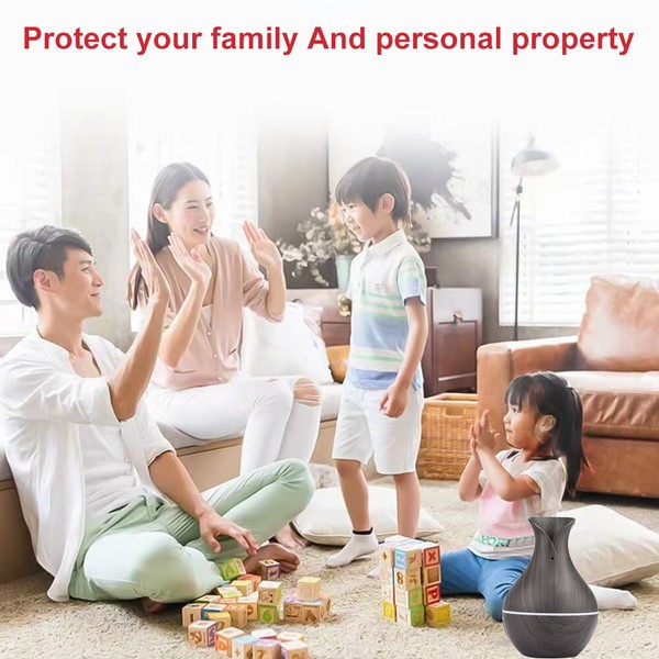 Happy family playing together in living room.