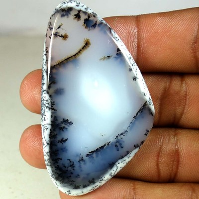 112.90Cts 100% Natural Dendrite Opal Loose Gemstone Fancy Cabochon 36x 61x 07mm