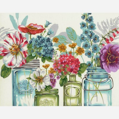 Dimensions Paint Works Paint By Number Kit Rainbow Flowers 11'' X 14'' NEW