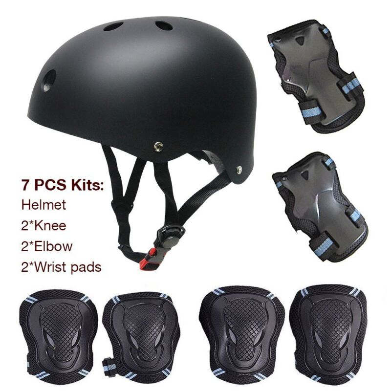 US 7Pcs Set Helmet Knee Elbow Adult Teens Skateboard Safety Protective Gear M L