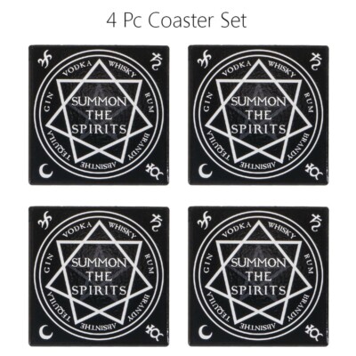 NEW Alchemy of England Summon the Spirits Coasters Ceramic with Cork Backing 4PK