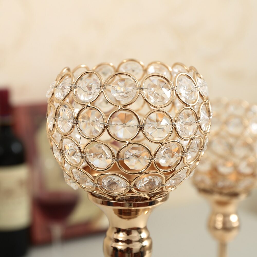 S Crystal Tealight Metal Glass Decoration Candlesticks Hogar