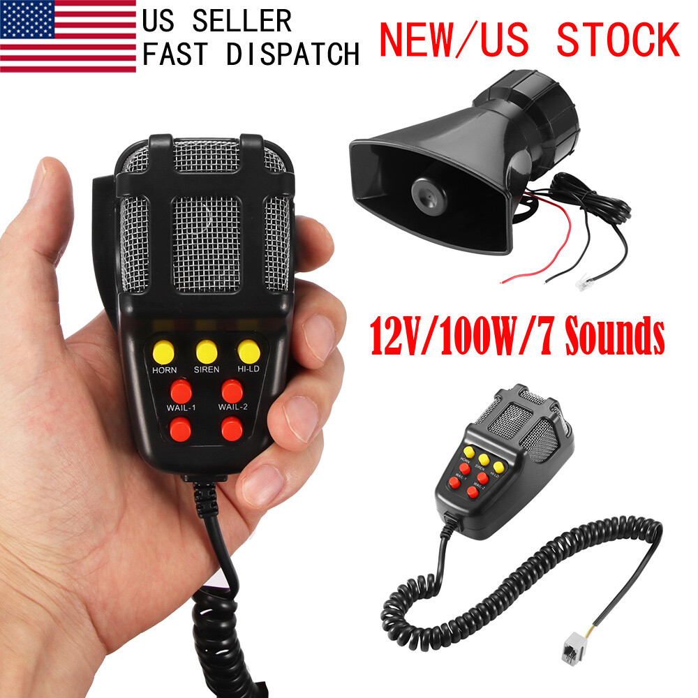 100W 7 Sound Car Alarm Siren Horn Police Fire PA Loud ...