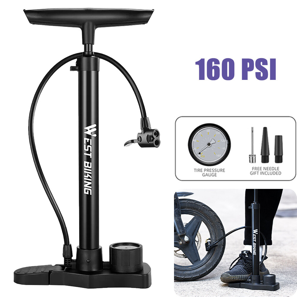 MTB Road Bike Bicycle Tire Inflator Floor Pump Presta Schrader Valve Portable