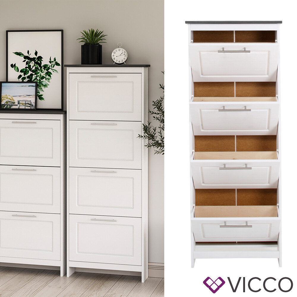 Vicco Badschrank Bianco Badregal Mit 4 Schubladen 81x55x30cm Badmobel Weiss Sideboard Badezimmerschrank Im Landhausstil