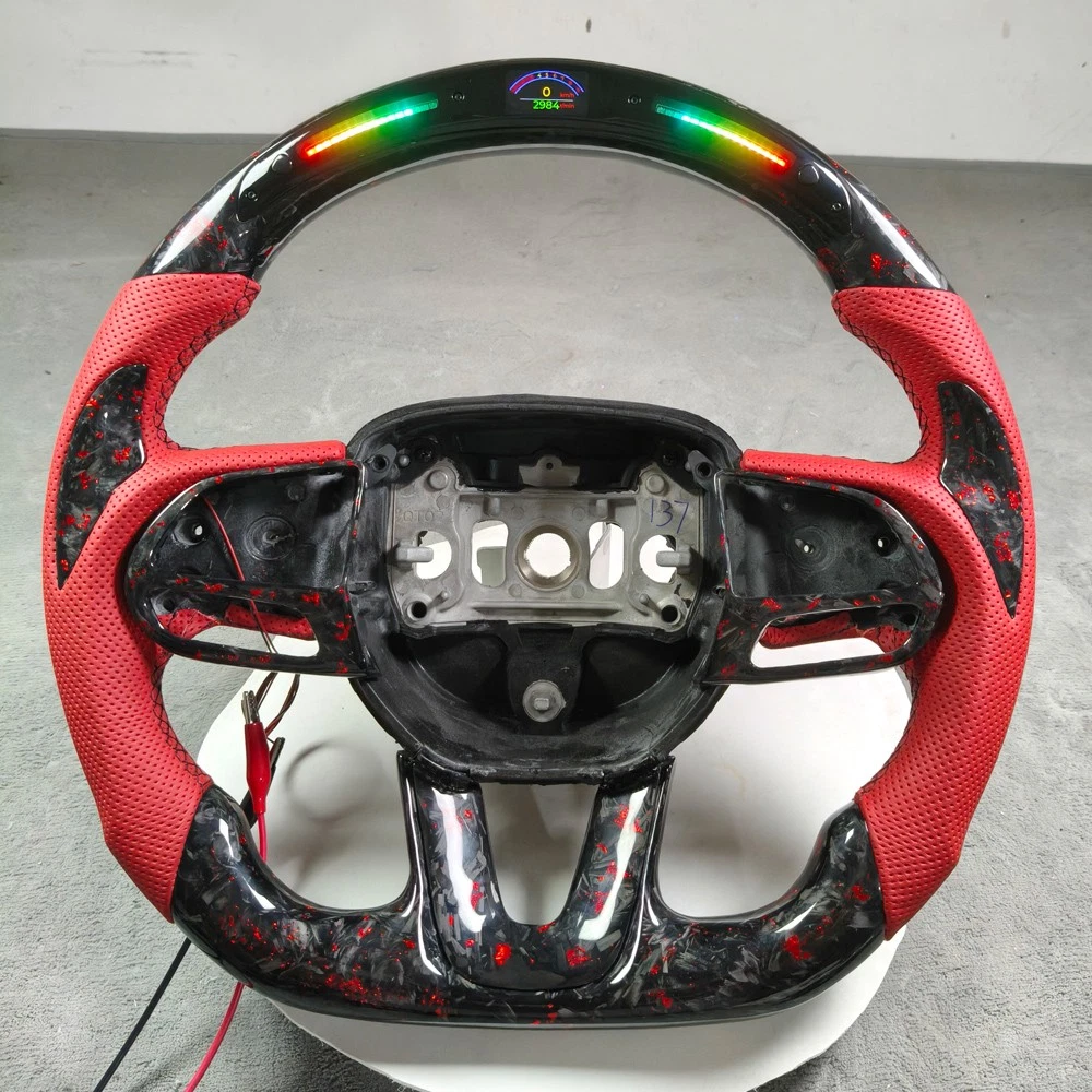 LED Carbon Fiber Steering Wheel For Dodge Challenger Charger SRT 2015-2025 NEW
