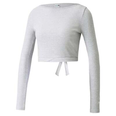 

Puma Classics Ribbed Long Sleeve Pullover Top Женские серые повседневные топы 534305-04, Grey
