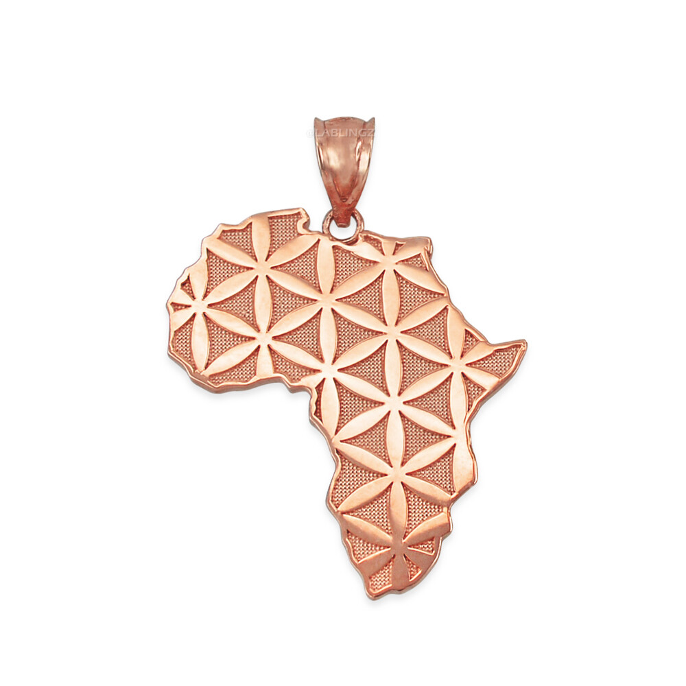 Pre-owned La Blingz Rose Gold Africa Map Flower Of Life Pendant Necklace