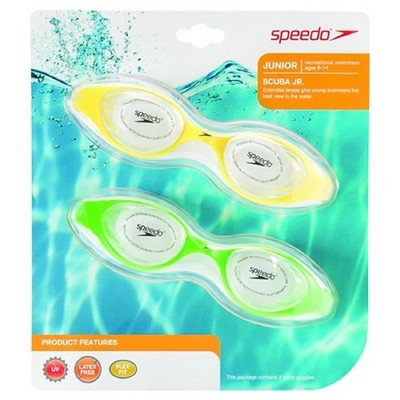 UPC 027556000056 product image for Speedo Scuba Junior Goggles 2 Pack Yellow Green | upcitemdb.com