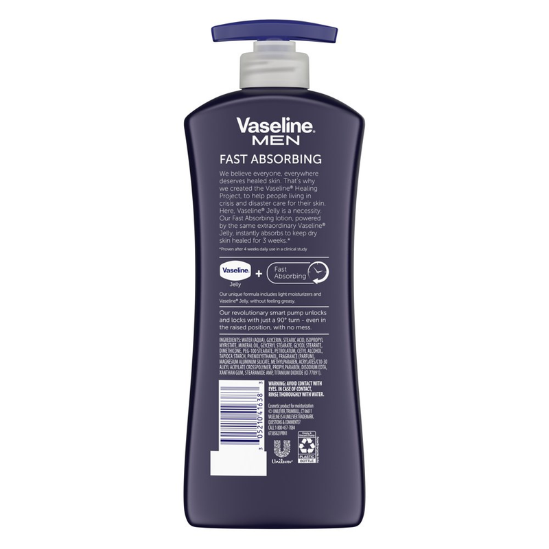 Vaseline Men Body - Face Lotion, Fast Absorbing 20.3 Oz