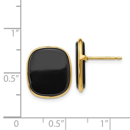 Pre-owned Goldia 14k Black Onyx Earrings In Yellow