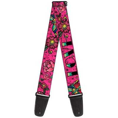 Guitar Strap Love Kills Pink 2 Inches Wide (GS-W31211)