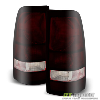 1999-2002 Chevy Silverado 99-06 GMC Sierra Red Smoke Tail Lights Brake Lamps Set