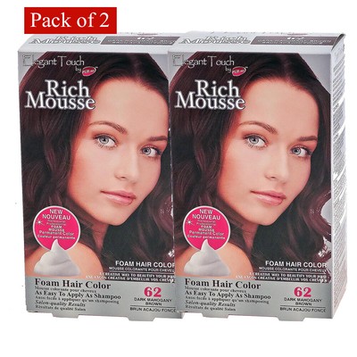 Foam Hair Color Rich Mousse Mahogany Brown 62 Elegant Touch By Purest (Pack Of