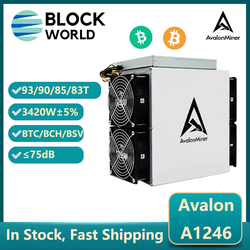 ASIC BTC Miner Avalon A1246 90T/87T/85T/83Th/s Optional Bitcoin Miner SHA-256 BT