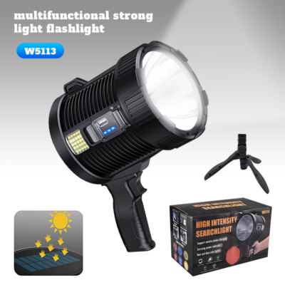 900000000LM Super Bright Solar Rechargeable LED Spotlight Flashlight Searchlight