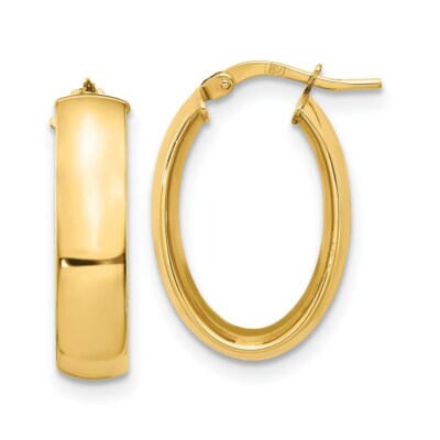 Pre-owned Superdealsforeverything Real 14kt Yellow Gold 6mm High Polished Oval Hoop Earrings