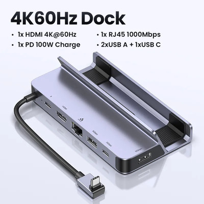 Ugreen Usb C Docking Station Hdmi 4K60Hz Rj45 Pd100W For Steam Deck Asus Rog
