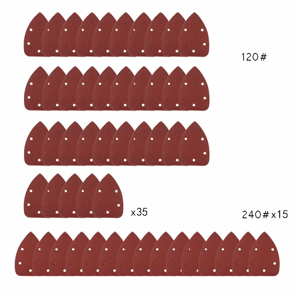 50PCS Mouse Detail Sander Sandpaper Hook Loop Sanding Pads Sheets 120 240 Grit