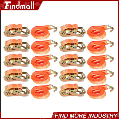 Findmall 10 Pcs 1.5'' x 20' 4000lbs Ratchet Straps W/ J Hook Heavy Duty Tie Downs