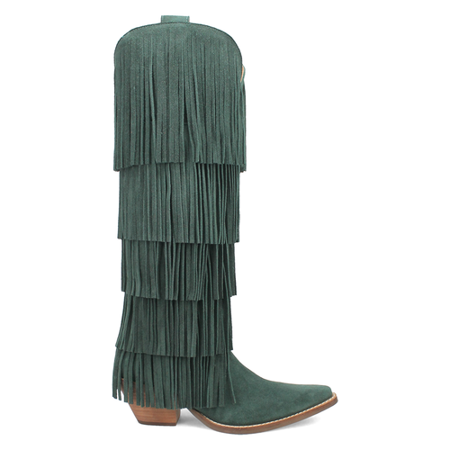 Pre-owned Dingo Wild Child Fringe Snip Toe Cowboy Womens Green Casual Boots Di276-300