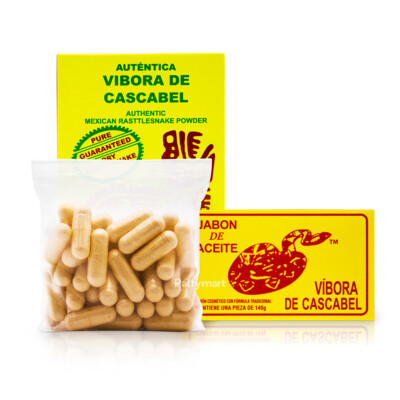 Set Vibora de Cascabel 1 Box 50 Cap + 1 Soap Bar Skin Care Pimples & Acne   