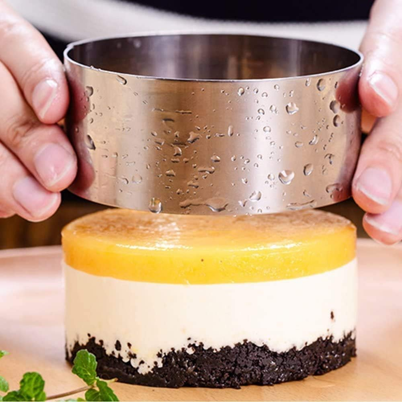 Round Cake Ring Mold, Stainless Steel 3 inch Dessert Mousse Molds with Pusher &