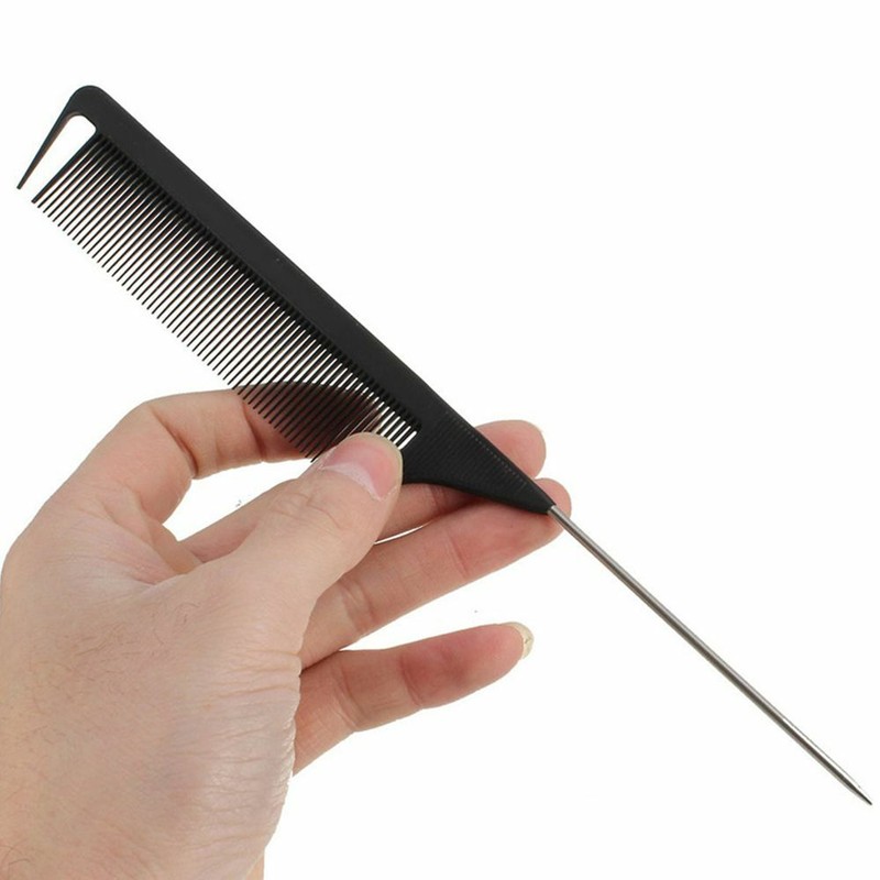 1pcs Black Fine Tooth Metal Pin Anti Static Hair Style Rat Tail