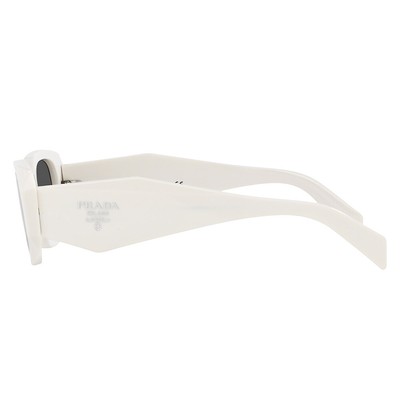 Pre-owned Prada Pr 17wsf 1425s0 Talc Plastic Rectangle Sunglasses Grey Lens In Gray