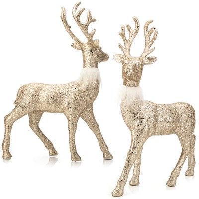 SANNO Glitter Reindeer Decorations Standing Reindeer Deer Tabletop Holiday Figur