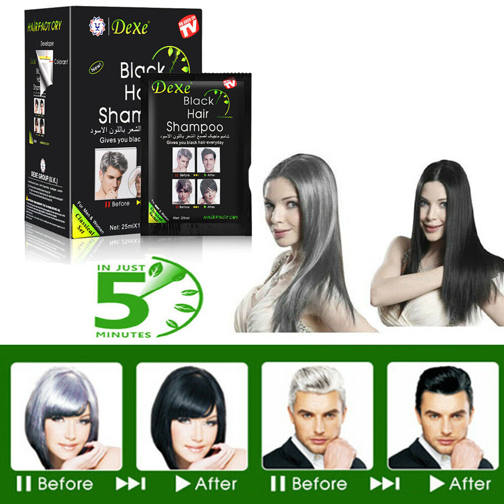 10pcs 25ml Black Hair Shampoo Instant Effect Grey Hair Removal Dye