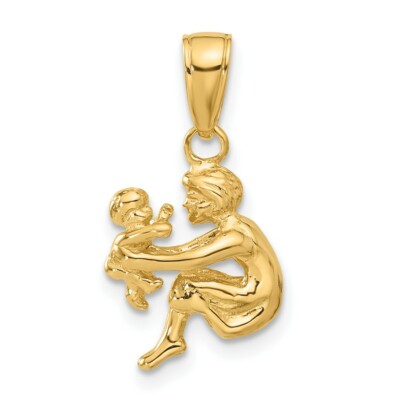 Pre-owned Skyjewelers Real 14kt Yellow Gold Mother Holding Child Pendant