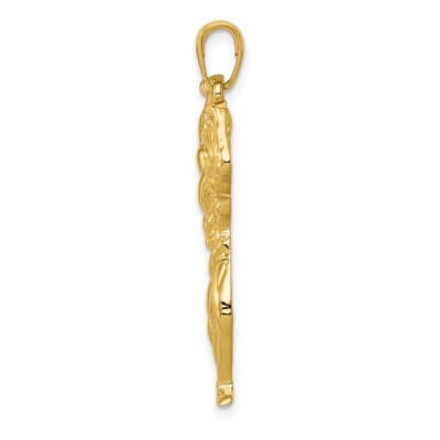 Pre-owned Skyjewelers Real 14kt Yellow Gold Solid Polished Weightlifter Pendant