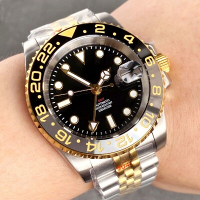 New Silver Gold Dual Color Sub 40mm NH34 GMT Sapphire Automatic Men's Watches