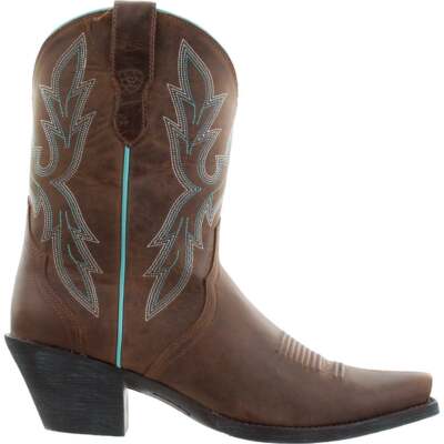 

Ariat 10031573 Womens Round Up Bella Embroidery Snip Toe Boots Низкие до середины икры, Коричневый, Ariat Round Up Bella Embroidery Snip Toe