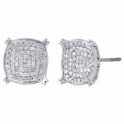Pre-owned Jfl Diamonds & Timepieces 10k White Gold Round Diamond Pave Studs 0.50 Ct. Double Prong Earrings 10.50 Mm