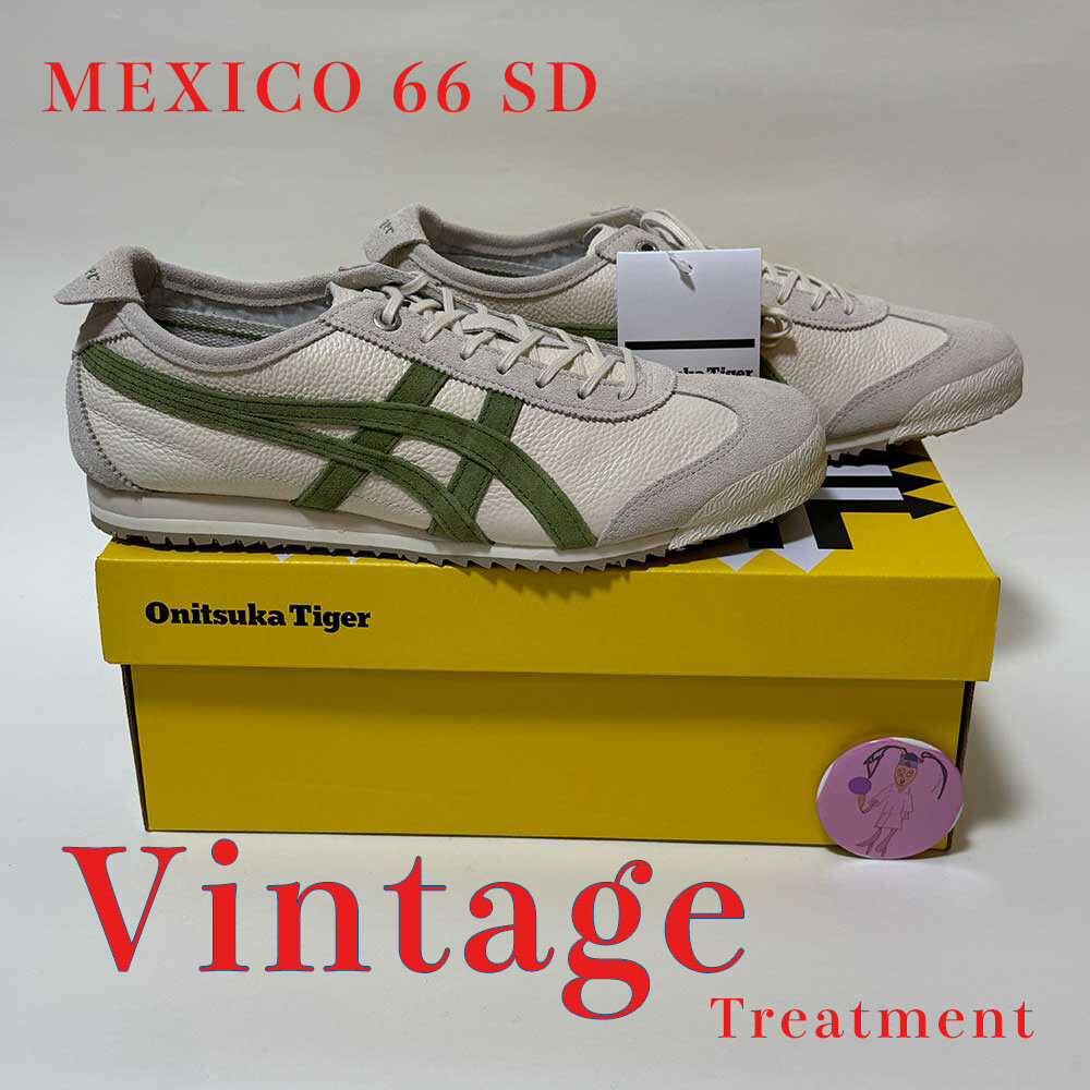 Pre-owned Onitsuka Tiger Mexico 66 Sd Sneaker Unisex 1183c015.201 Birch/green Vintage