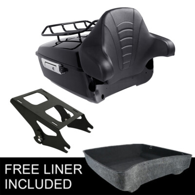Black King Pack Trunk Pad Rack Mount Light Fit For Harley Tour Pak Touring 14-23
