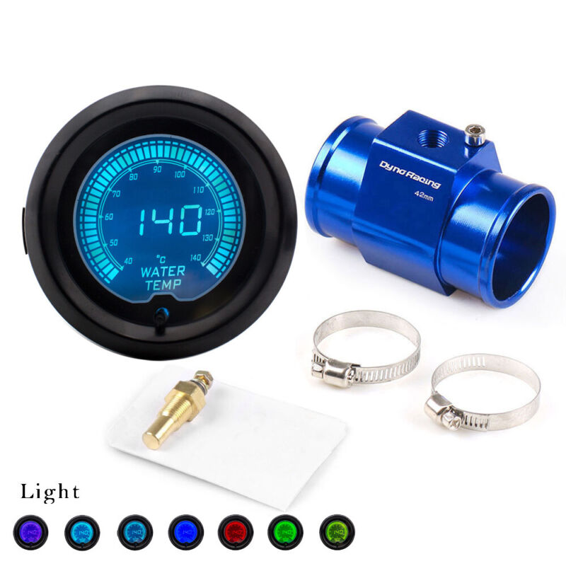 2" 52mm Digital 7 Color EVO Water Temp Gauge w/42mm Joint Pipe Sensor Adapter